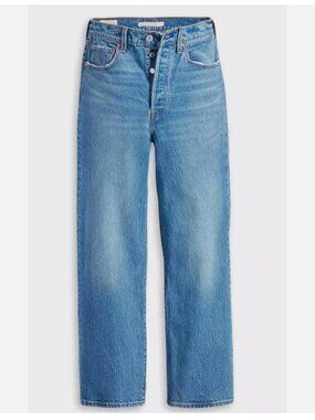 Levi's Ribcage Straight Ankle Jeans Women's 28 Blue High Rise Blue Denim Big E
